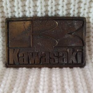 Vintage Brass Belt Buckle - Kawasaki
